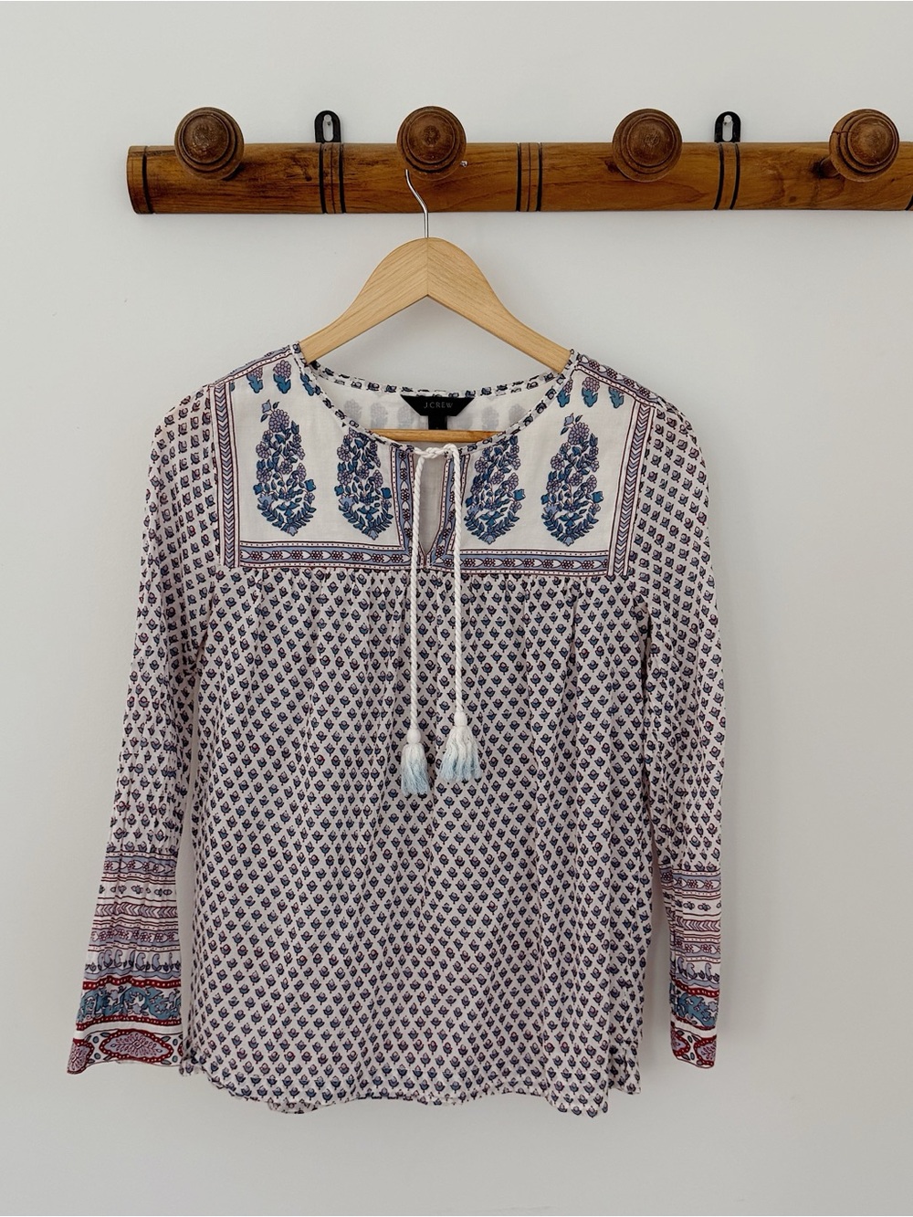 J. Crew Prairie Top with Lavender Floral and Navy Accents - Picture 1 of 2
